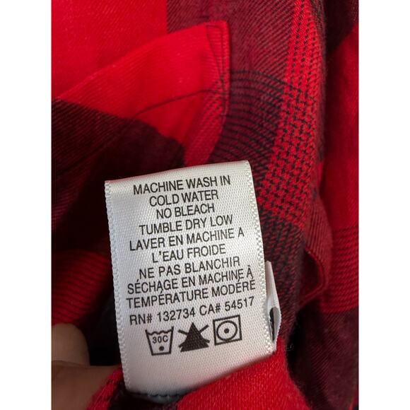 Cloth & Stone S Red Black Winter Plaid Flannel Top Cozy Everyday Wear - Picture 3 of 6